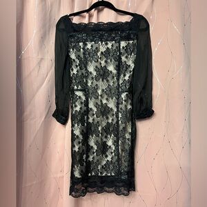 H&M Black Lace-Overlay Long Sleeve Cocktail Dress